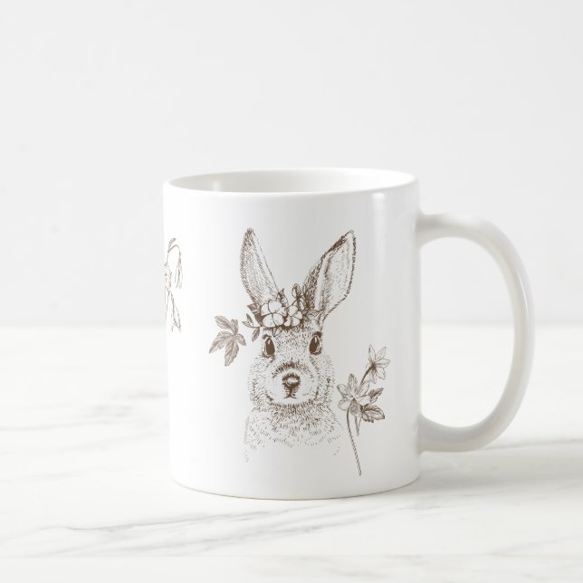 Mug Lapin vintage et fleurs (Droite)