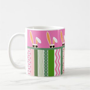 Mug Lapins blancs roses et verts de Pâques personnalis