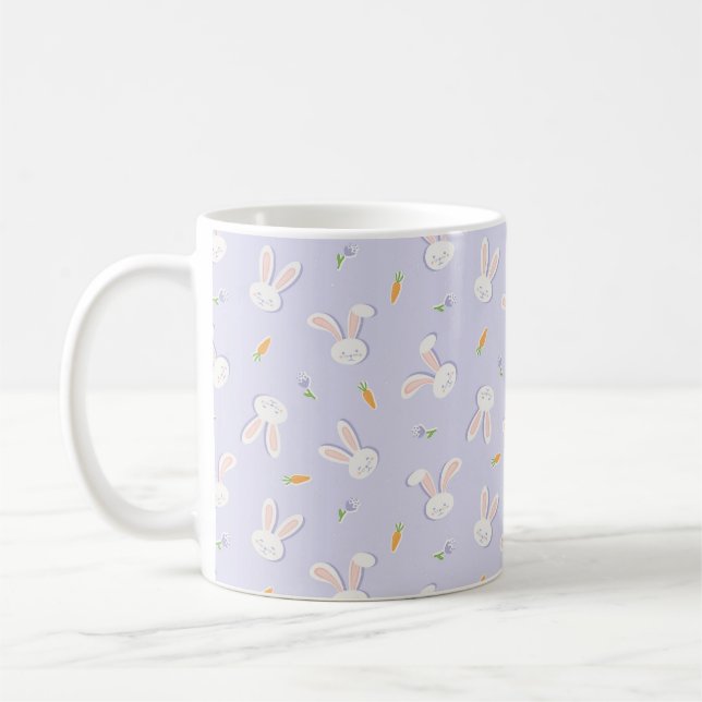 Mug Lapins de Pâques et carottes Lavande de Printemps (Gauche)