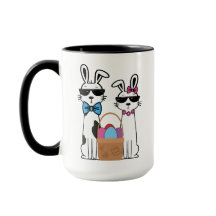 Lapins élégants avec panier de Pâques