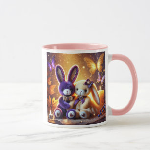 Mug Lapins en peluche mignons et élégants et papillons