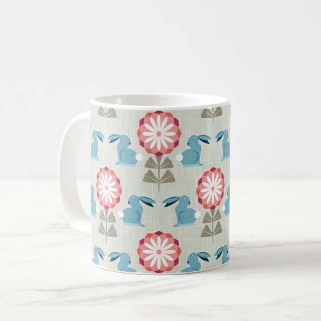 Mug Lapins et fleurs (Devant gauche)