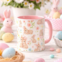 Lapins mignons et motif de fleurs
