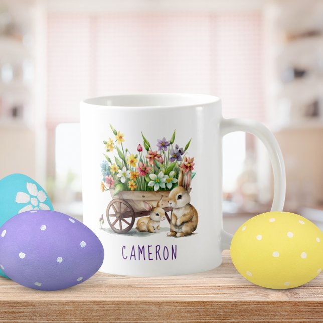 Mug Lapins mignons Pâques personnalisés (Cute Bunnies Personalized Easter Mug)