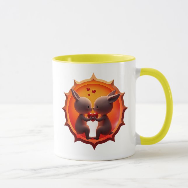 Mug Lapins stylisés en face à face. (Droite)