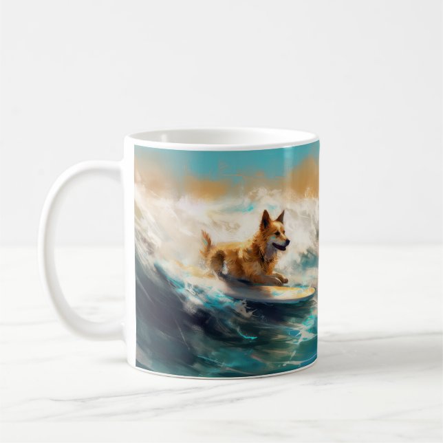 Mug Lapphund Plage Finlandaise Plage Surf Peinture (Gauche)