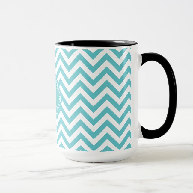 Mug L'Aqua Girly Chevron blanc barre le monogramme (Droite)