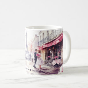 Mug L'aquarelle romantique à Paris Couple Nom