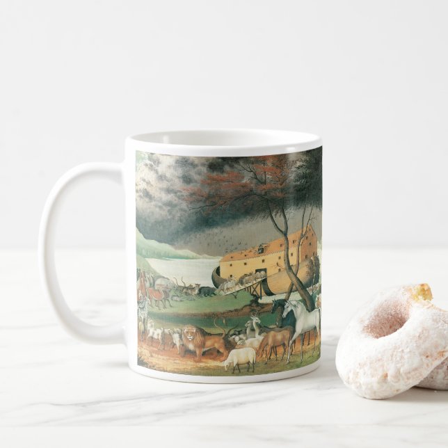 Mug L'Arche de Noé par Edward Hicks, Art Populaire Vin (Avec donut)
