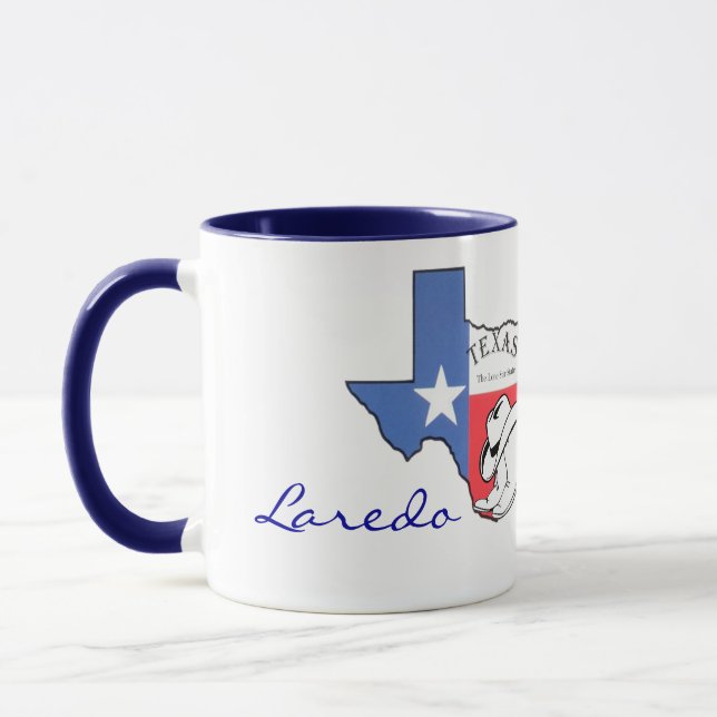 Mug Laredo, Texas Carte de l'État avec Étoile, Bottes, (Gauche)