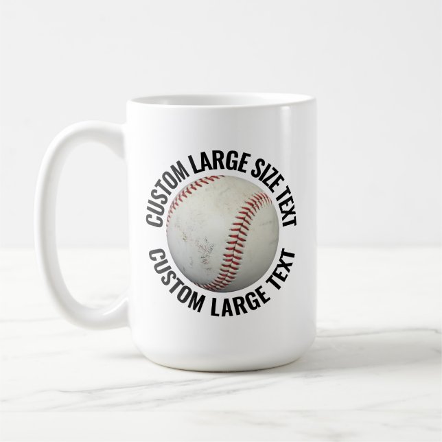 Mug Large Personalized Text Baseball Image 15oz Custom (Gauche)
