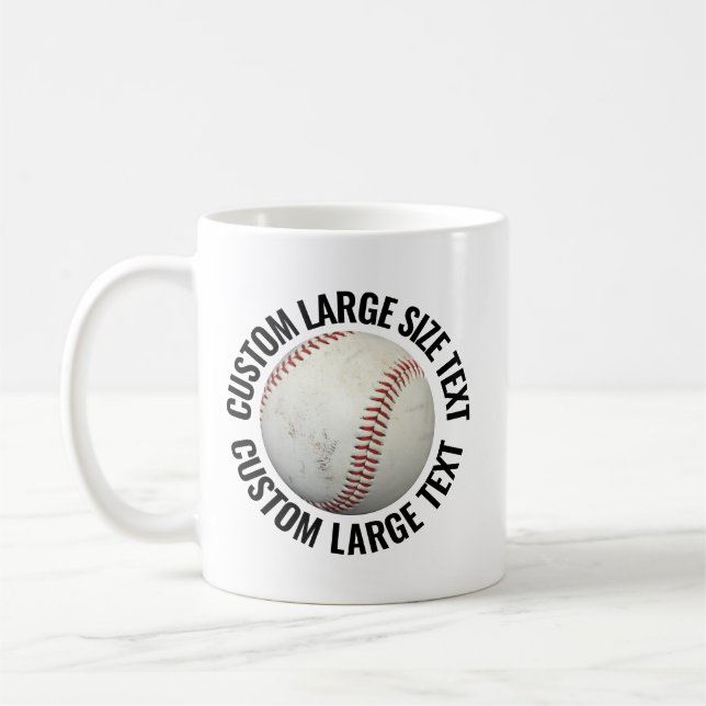 Mug Large Personalized Text Baseball Image Custom (Gauche)
