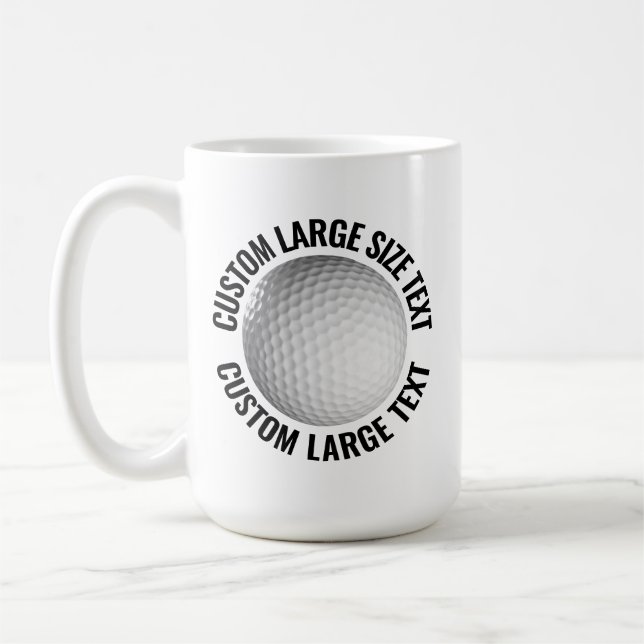 Mug Large Personalized Text Golf Ball 15oz. Custom (Gauche)