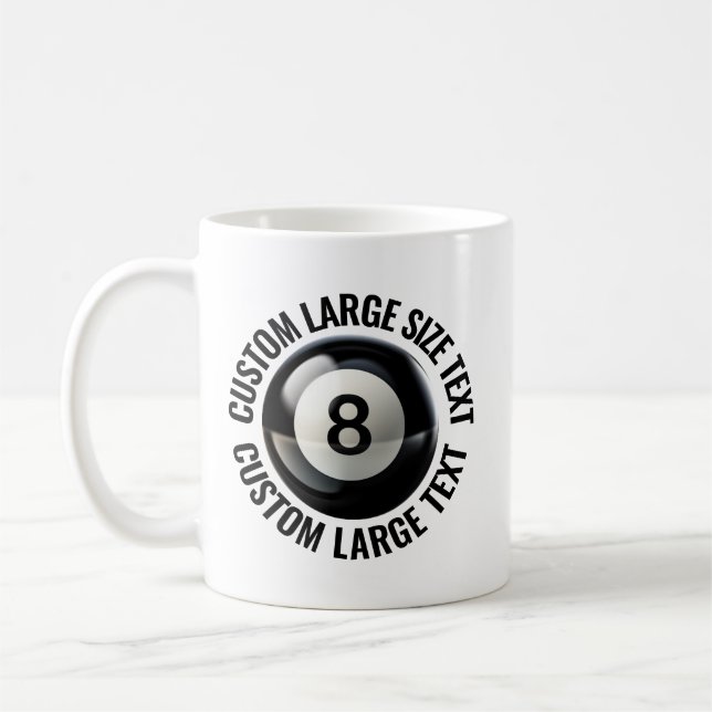 Mug Large Personalized Text Pool 8 Ball 11 oz. Custom (Gauche)