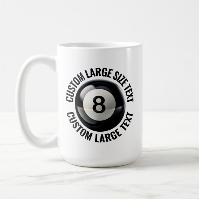 Mug Large Personalized Text Pool 8 Ball 15oz. Custom (Gauche)