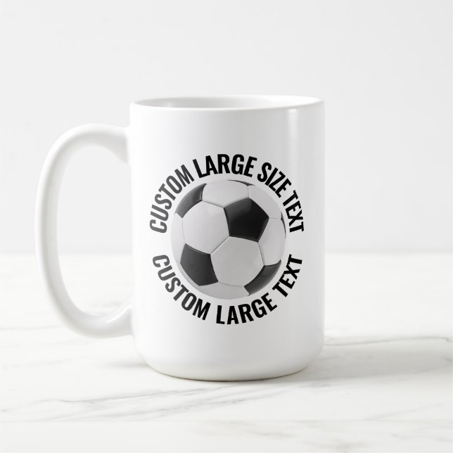Mug Large Personalized Text Soccer Ball 15oz. Custom (Gauche)