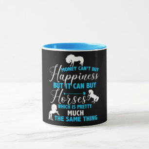 Mug L'argent peut acheter des chevaux bleu