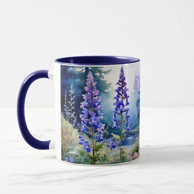 Mug Larkspur des bois. Larkspur personnalisé, Larkspur (Gauche)