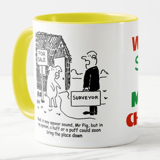 Mug L'arpenteur examine la maison de M. Pig (Building Surveyor Mug)