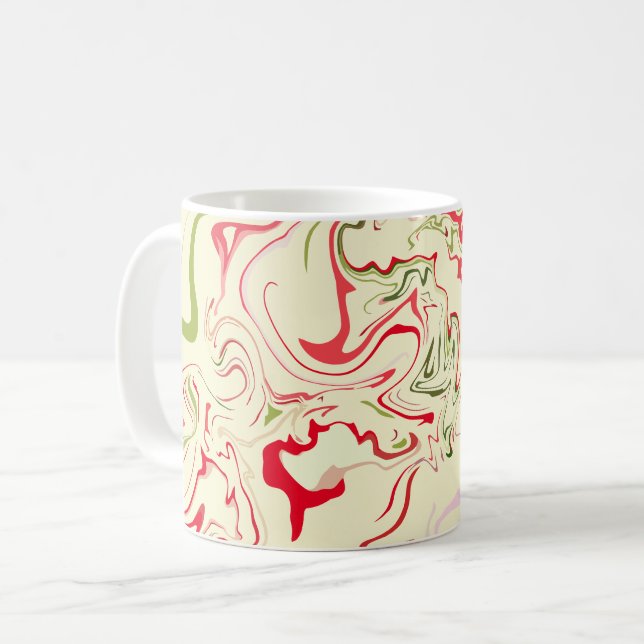 Mug L'art Abstrait de la spirale avec le rouge et le v (Devant gauche)