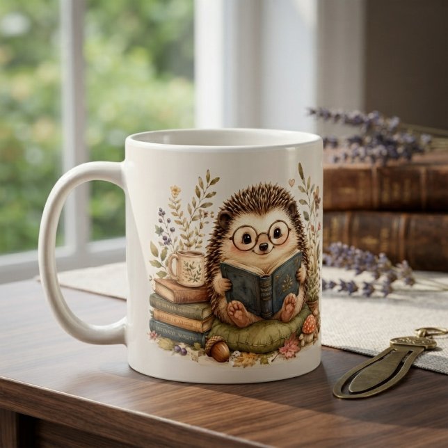 Mug L'art aquarelle du hérisson lisant (Créateur téléchargé)