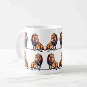 Mug L'art du lion aquarelle majestueux