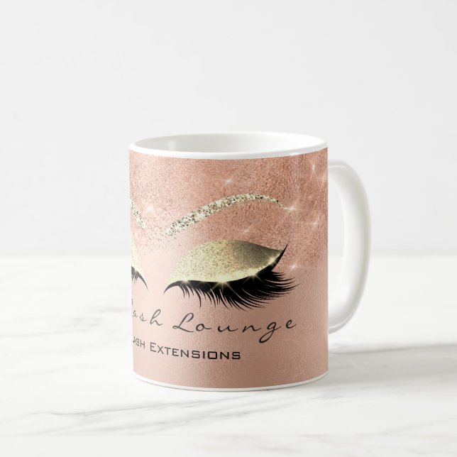 Mug Lashes Extension Beauté Sparkly Pink Gold Parties  (Devant droit)