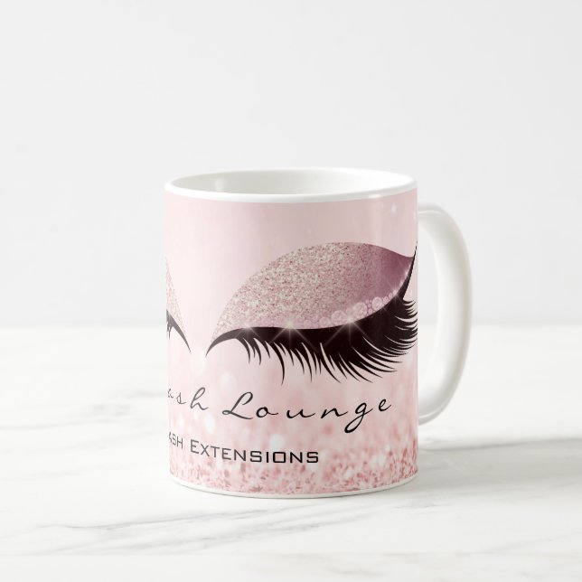 Mug Lashes Extension Beauté Studio Rose Parties scinti (Devant droit)