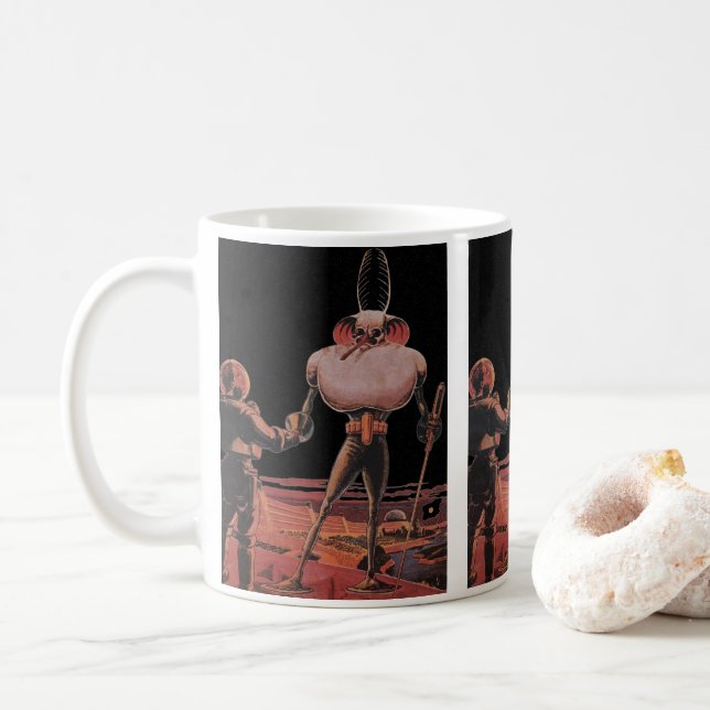 Mug L'astronaute de science-fiction vintage Shake Hand (Avec donut)