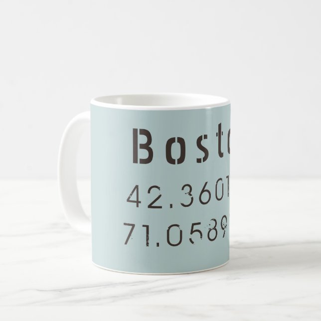 Mug Latitude et Longitude Boston (Devant gauche)