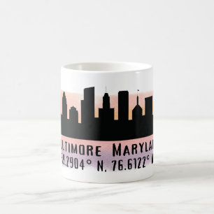Mug Latitude et longitude de Baltimore Skyline