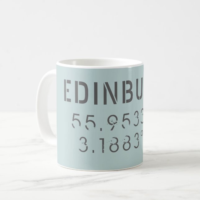 Mug Latitude et longitude d'Édimbourg (Devant gauche)