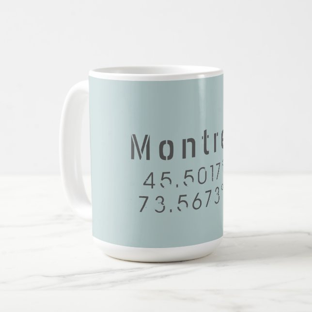 Mug Latitude et Longitude Montréal (Devant gauche)