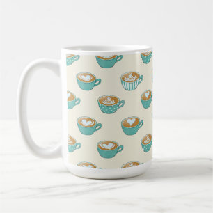 Mug Latte Art dans de mignons cafés bleus