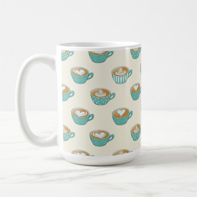 Mug Latte Art dans de mignons cafés bleus (Gauche)