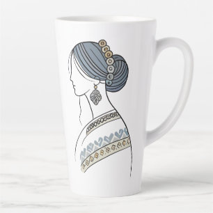 Mug Latte Art Folk Ukrainien Art de ligne élégan