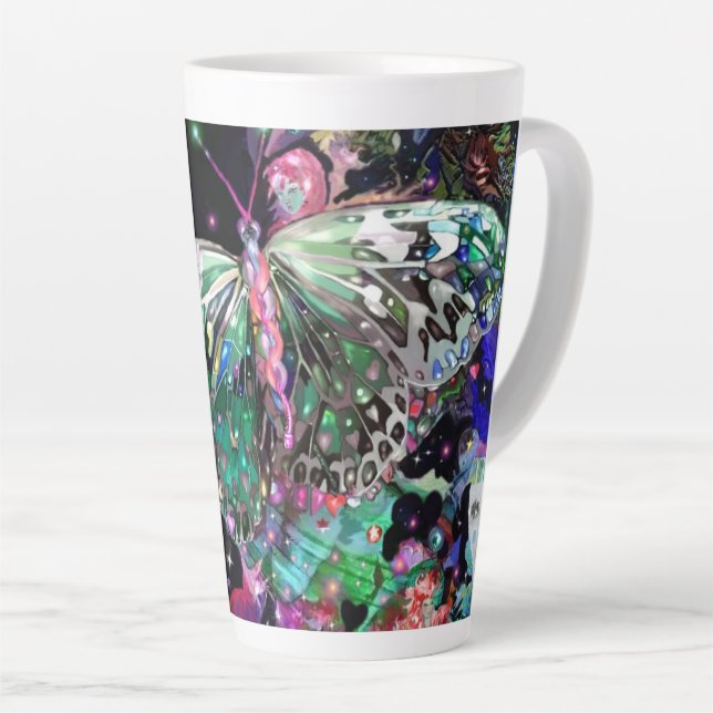 Mug latte au papillon Green Hope (Angle droit)