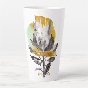 Mug latte avec fleur protéique en or