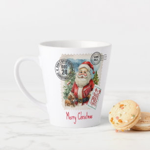 Mug Latte avec Timbre de Père Noël Vintage