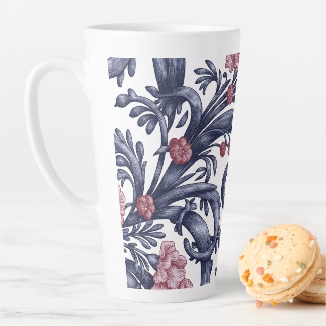 Mug Latte Bleu Rose Art Nouveau (En situation)