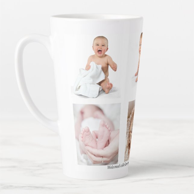 Mug Latte Collage Photo de Bébé (Gauche)