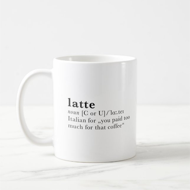 Mug Latte - définition de dictionnaire (Gauche)