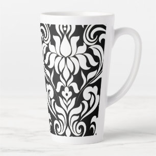 Mug Latte en damas noir et blanc (journal assorti