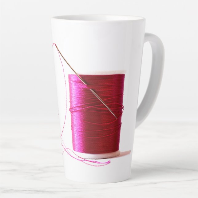 Mug Latte Fil et Aiguille Rose (Angle droit)
