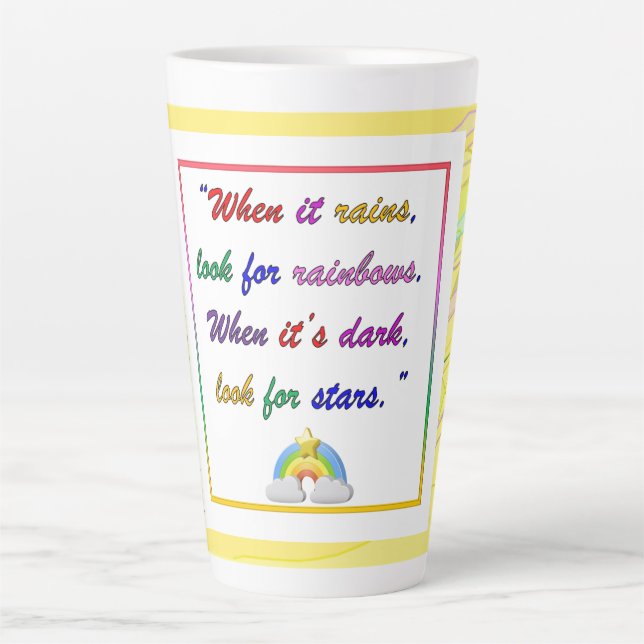 Mug Latte Jaune Motivation - Arc-en-ciel et Étoile (Devant)