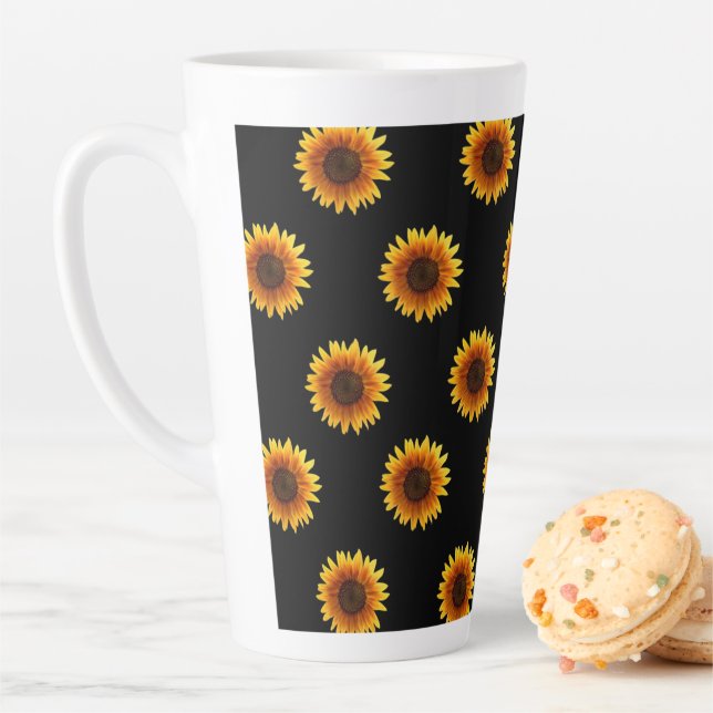 Mug Latte Noir Tournesol (En situation)