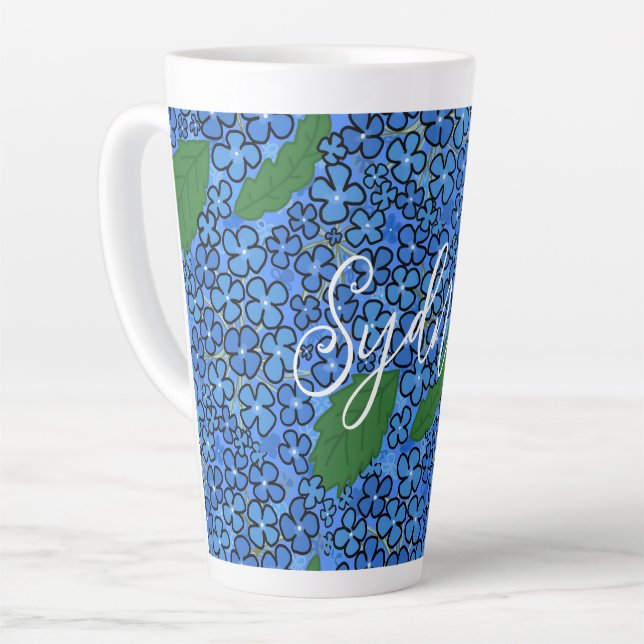 Mug Latte Nom Personnel Art Floral (Angle gauche)