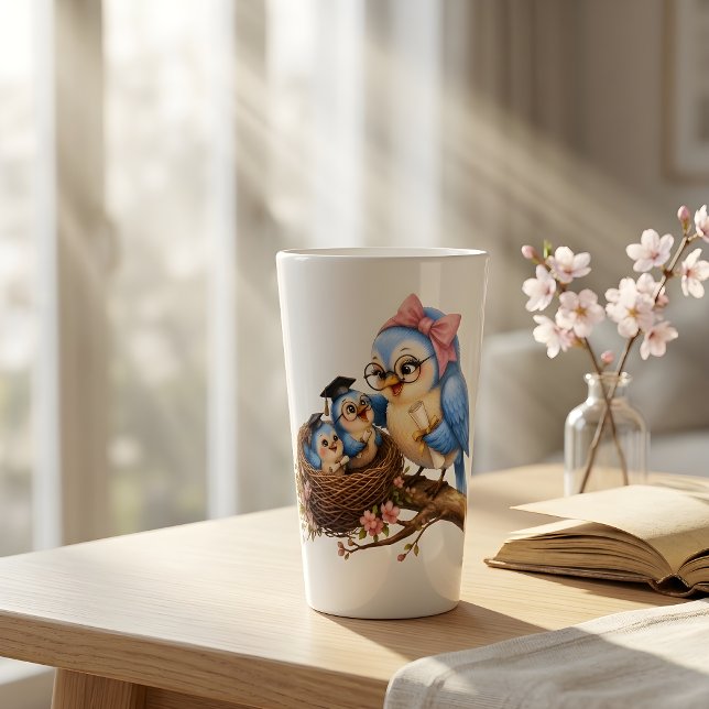 Mug Latte Oiseau de Remise des Diplômes Mignon (Créateur téléchargé)