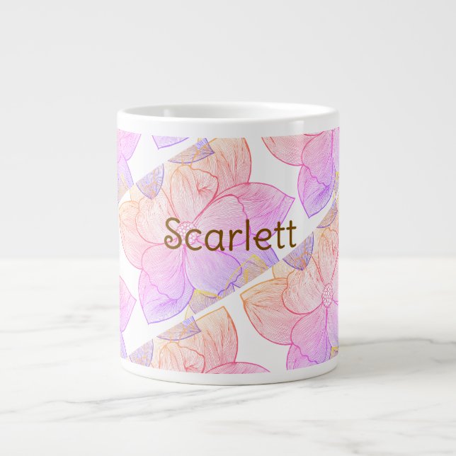 Mug Latte Personnalisé Fleurs Scarlett (Devant)