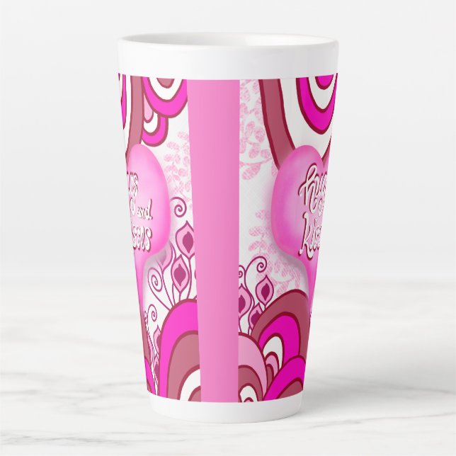 Mug Latte Rétro Cœur Bisous & Câlins (Devant)
